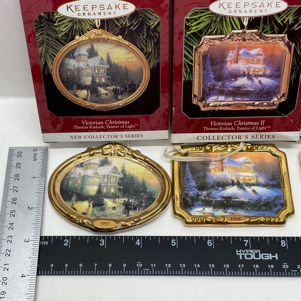 Lot of 4 Hallmark Keepsake Ornaments Victorian Christmas & Christmas Gathering